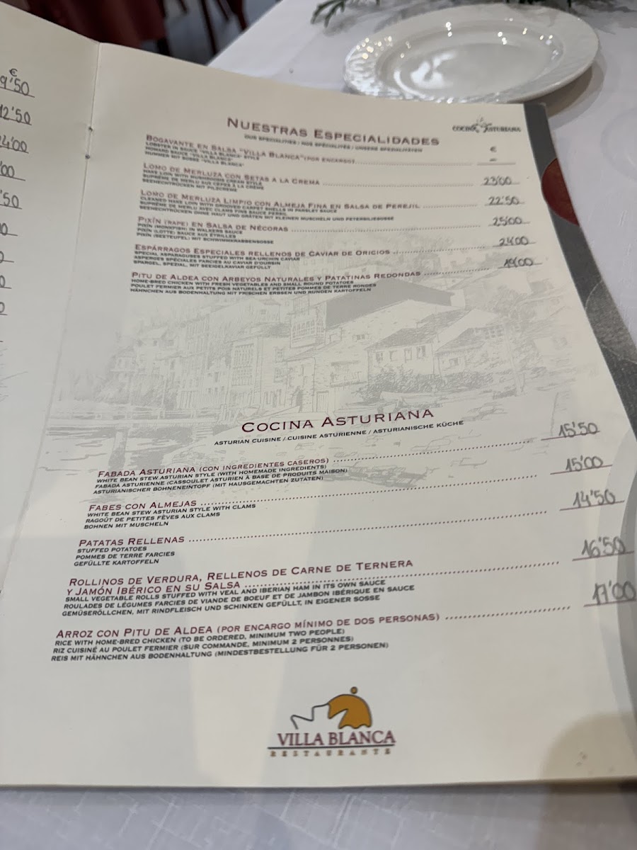 Restaurante Villa Blanca - Luarca Menu - Image 2